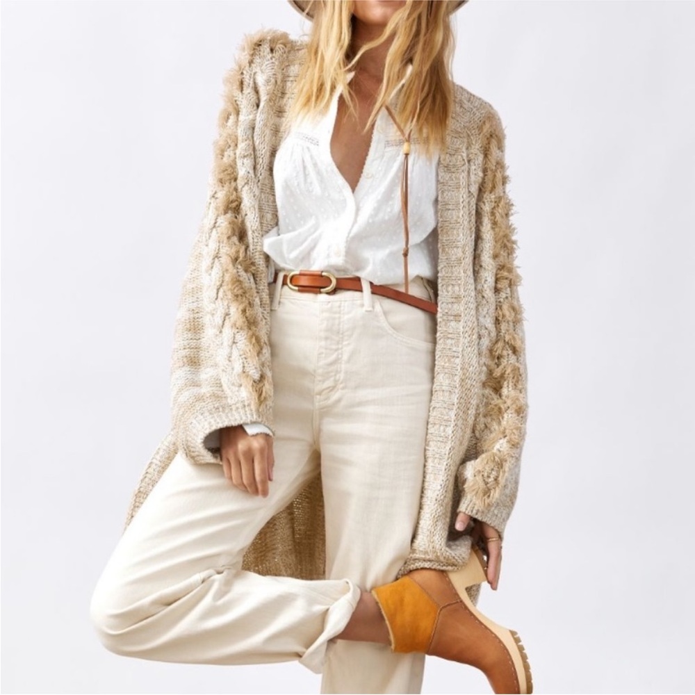 Anthropologie‎ Braided Sleeve Chunky Cardigan One Size
